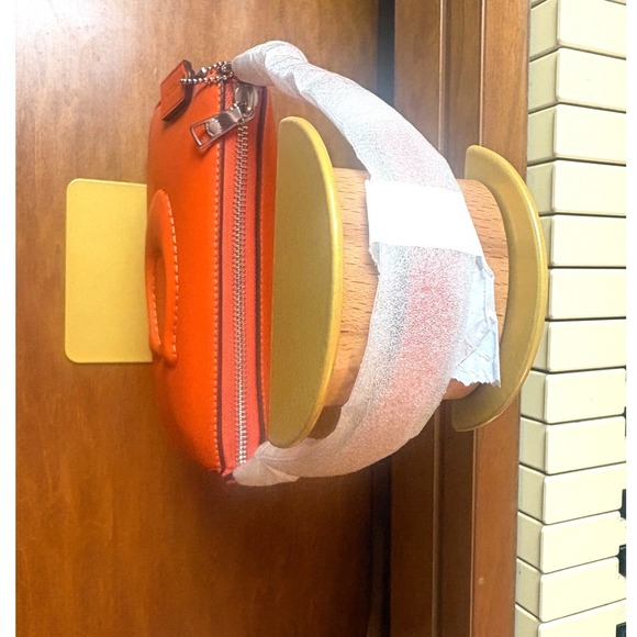 NWT Coach Nolita 19 Orange Leather Wristlet Handbag Signature C Silver Hardware - Picture 3 of 7